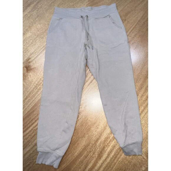 DKNY Womens Jogger Pants Beige Fleece Sweatpants Pull On Tapered Leg Sz Medium - Picture 2 of 9